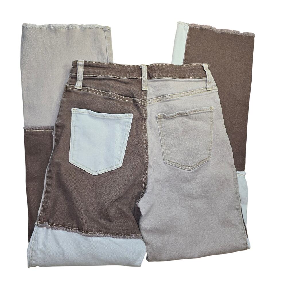 Y2k Style Hollister Color Block Patchwork Brown Straight Pants Womens Size 5R